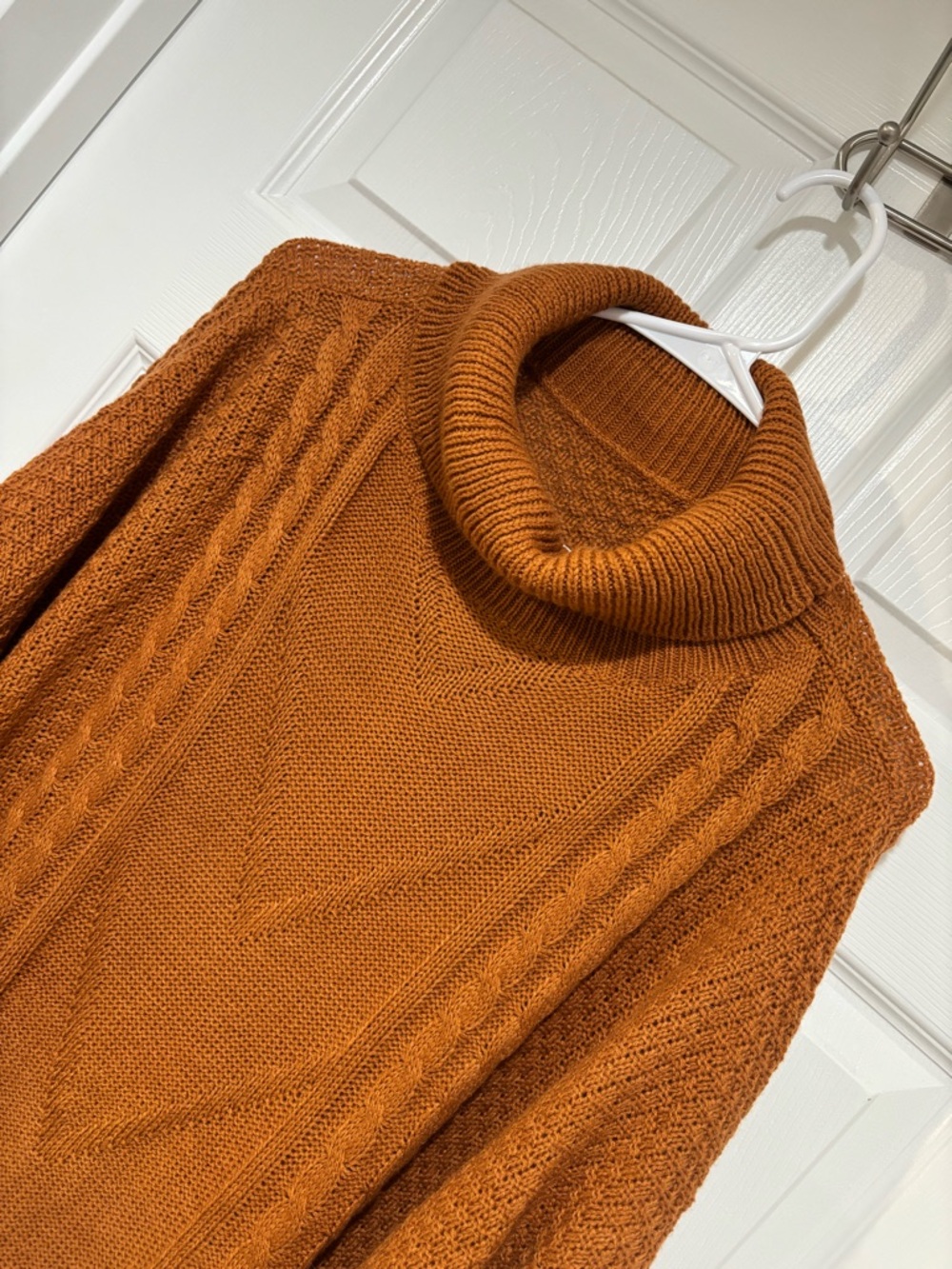 SHEIN Cozy Turtleneck Cable Knit Sweater - Rust Orange